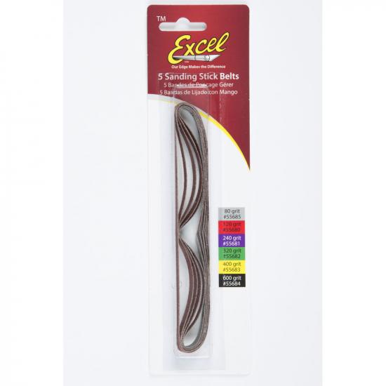Excel #400 Grit Belts, Yellow (5pcs) (Carded)