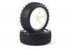 Fastrax 1:10 LP Stub Front Buggy Tyres Pre Mounted on White 12mm Hex Spoked Wheels (2)