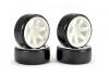 Fastrax 1:10 Street Drift Tyres Pre Mounted on 6-Spoke White Wheels 12mm hex (6mm Offset) (4)