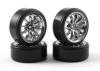 Touring Car Chrome Wheel Set - Drift Tyres (4)