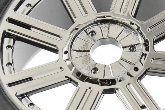 Fastrax 1:8 Rock Block Mounted on 8 Spoke Black Chrome Wheels (2)