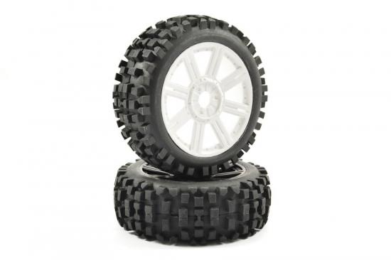 Fastrax 1:8 Rock Block Mounted on 8 Spoke White Wheels (2)
