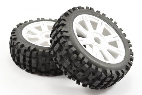 Fastrax 1:8 Rock Block Mounted on 8 Spoke White Wheels (2)