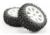 Fastrax 1:8 Rock Block Mounted on 8 Spoke White Wheels (2)