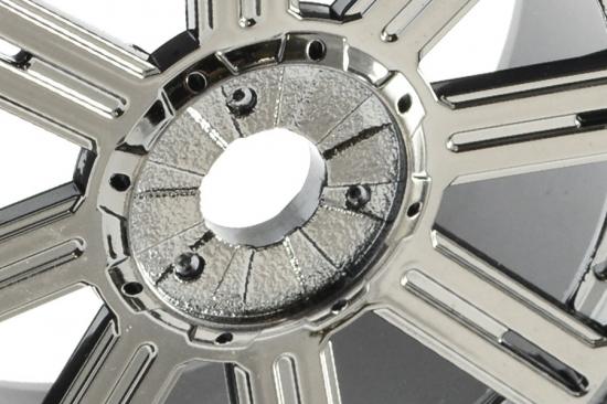 Fastrax 1:8 Cuboid Tyres Mounted on Black Chrome Wheels (2)