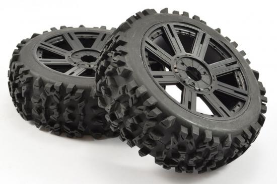 Fastrax 1:8 Maze Tyres Mounted on 8 Spoke Black Wheels (2)