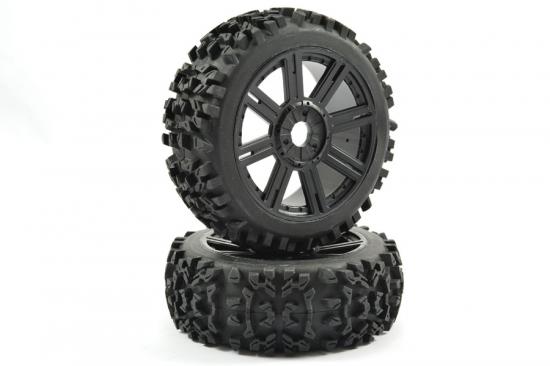 Fastrax 1:8 Maze Tyres Mounted on 8 Spoke Black Wheels (2)