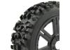 Fastrax 1:8 Maze Tyres Mounted on 8 Spoke Black Wheels (2)