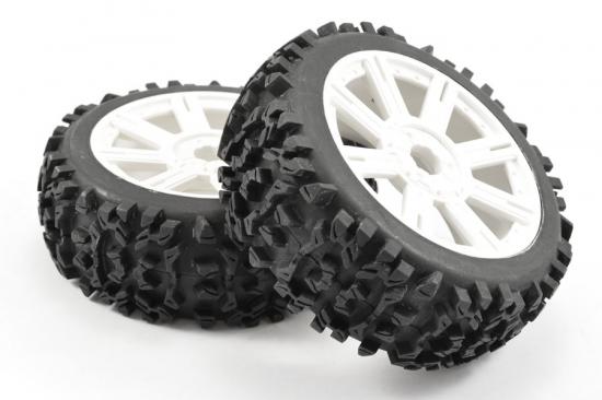 Fastrax 1:8 Maze Tyres Mounted on 8 Spoke White Wheels (2)