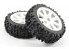 Fastrax 1:8 Maze Tyres Mounted on 8 Spoke White Wheels (2)