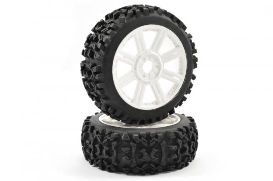 Fastrax 1:8 Maze Tyres Mounted on 8 Spoke White Wheels (2)