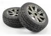 Fastrax 1:8 Eagle Road Tread Tyres Mounted on Black Chrome Wheels (2)