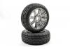 Fastrax 1:8 Eagle Road Tread Tyres Mounted on Black Chrome Wheels (2)