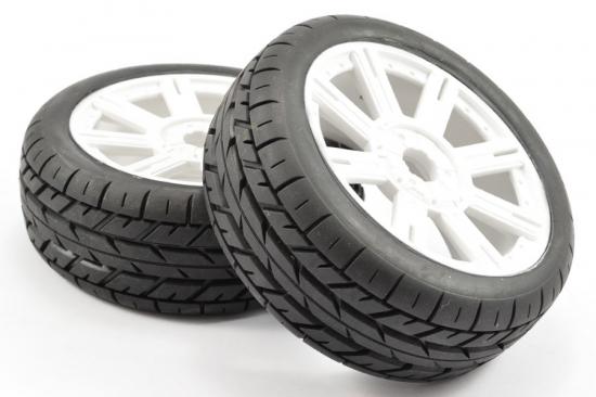 Fastrax 1:8 Eagle Road Tread Tyres Mounted on White Wheels (2) ** CLEARANCE **