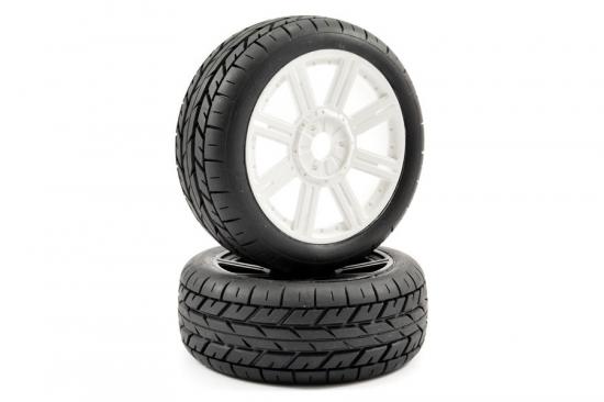 Fastrax 1:8 Eagle Road Tread Tyres Mounted on White Wheels (2) ** CLEARANCE **