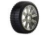 Fastrax 1:8 Cuboid Tyres Mounted on Black Chrome Wheels (2)