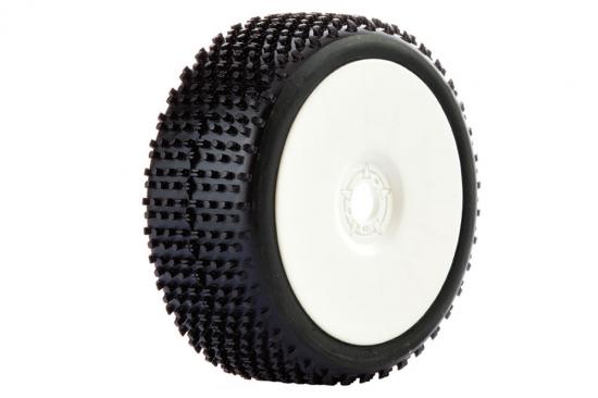 Fastrax 1:8 Cuboid Tyres Mounted on Dished White Wheels (2)
