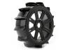 Fastrax 1:8 Paddle Tyres Mounted On 8 Spoke Black 17mm Hex Wheels - 1 Pair