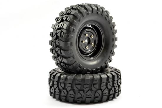 Fastrax Sawblock Scale 1.9 Wheels with Tyres - 108mm OD - Black (2)