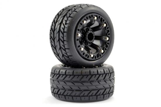Fastrax 1:16 Eagle Tyres Mounted on Black 8SP 12mm Hex Wheels	(2)