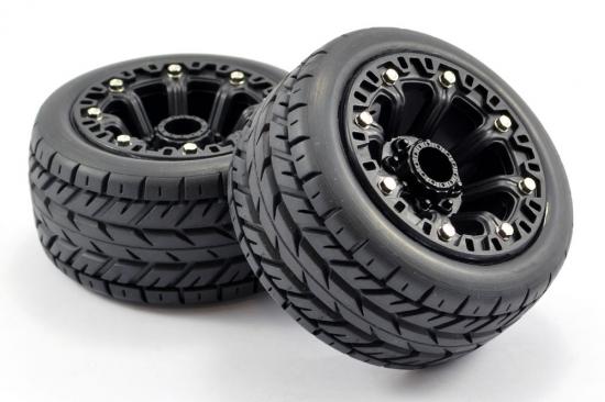 Fastrax 1:16 Eagle Tyres Mounted on Black 8SP 12mm Hex Wheels	(2)