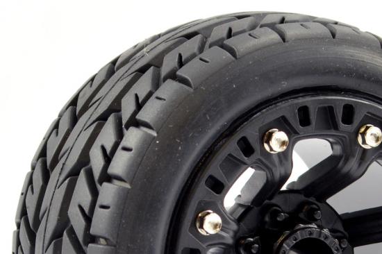 Fastrax 1:16 Eagle Tyres Mounted on Black 8SP 12mm Hex Wheels	(2)