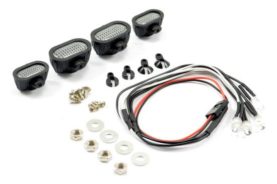 Fastrax Light Set W/LED - Lenses Wire Connector 4Pc - Rectangle