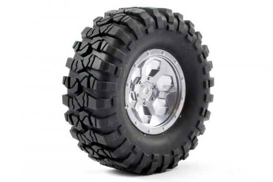 FTX Outback Pre-Mounted 6Hex/T Yre (2) - Chrome