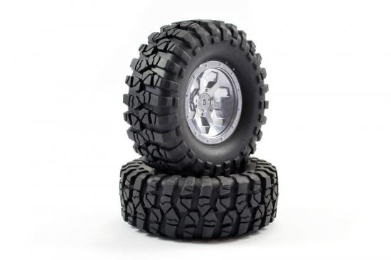 FTX Outback Pre-Mounted 6Hex/T Yre (2) - Chrome