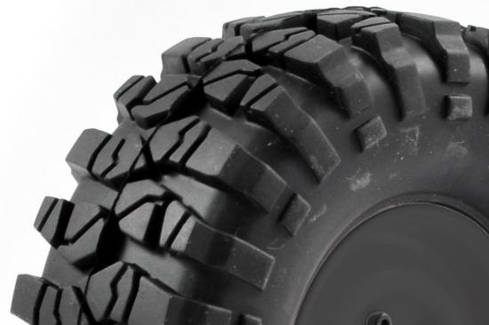 FTX Outback Pre-Mounted Steel Lug/Tyre (2) - Black