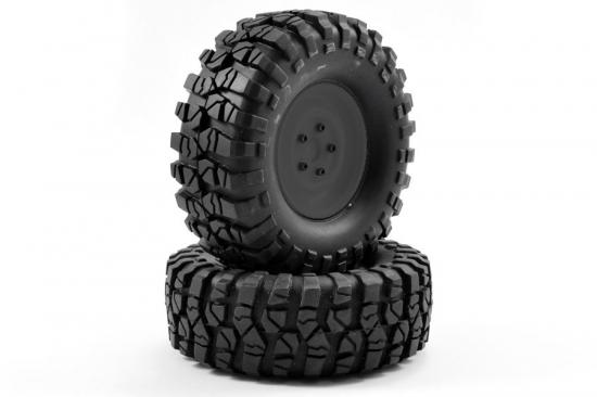 FTX Outback Pre-Mounted Steel Lug/Tyre (2) - Black