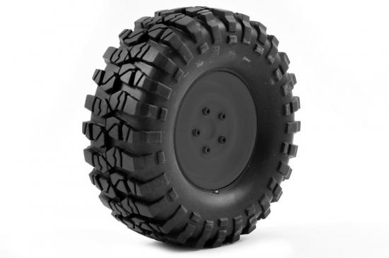 FTX Outback Pre-Mounted Steel Lug/Tyre (2) - Black
