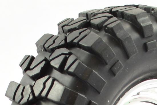 FTX Outback Pre-Mounted Steel Lug/Tyre (2) - Chrome