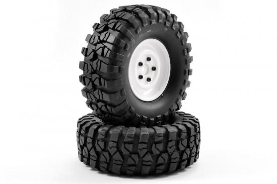 FTX Outback Pre-Mounted Steel Lug/Tyre (2) - White