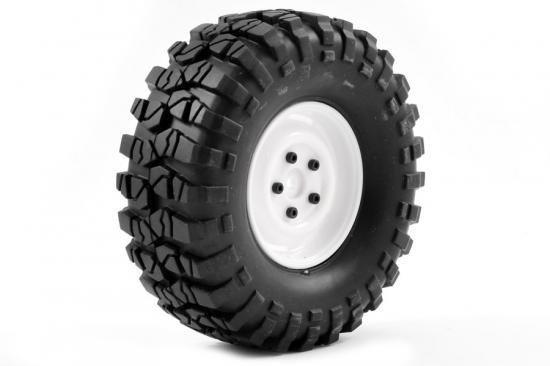 FTX Outback Spare Tyre Mount + Tyre/Steel Lug Wheel White