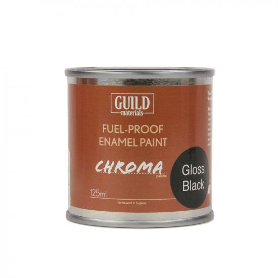 Guild Materials Gloss Enamel Fuel-Proof Paint Chroma Black (125ml Tin)
