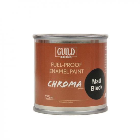 Guild Materials Matt Enamel Fuel-Proof Paint Chroma Black (125ml Tin)