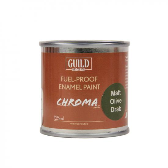 Guild Materials Matt Enamel Fuel-Proof Paint Chroma Olive Drab (125ml Tin)