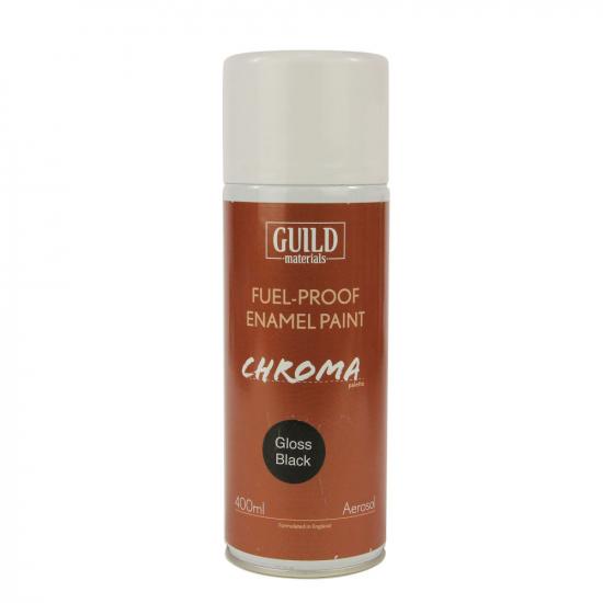 Guild Materials Gloss Enamel Fuel-Proof Paint Chroma Black (400ml Aerosol)