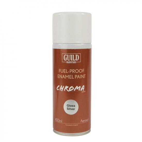 Guild Materials Gloss Enamel Fuel-Proof Paint Chroma Silver (400ml Aerosol)