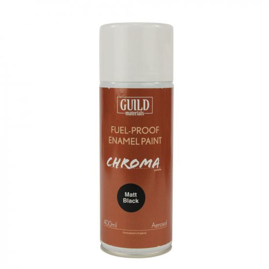 Guild Materials Matt Enamel Fuel-Proof Paint Chroma Black (400ml Aerosol)
