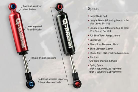 GMade G-Transition Shock Black 80mm (4) For 1:10 Crawler
