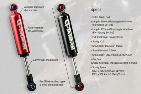GMade G-Transition Shock Black 90mm (4) For 1:8 Crawler