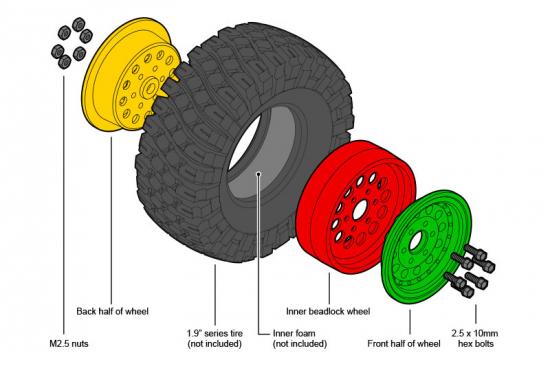 GMade NR01 1.9 Inch Beadlock Wheels - White (2)
