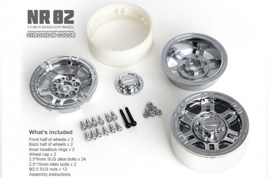 GMade 1.9 Nr02 Beadlock Wheels (Chrome) (2)