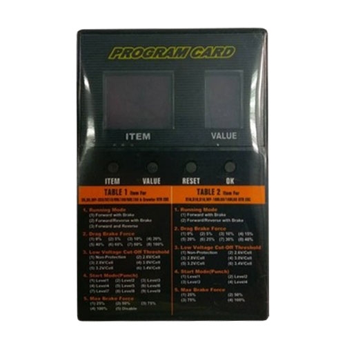 Hobao MT ESC Program Card