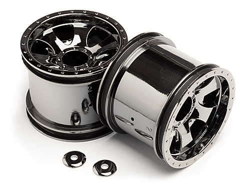 HPI Savage XS Warlock Wheels - Black Chrome - 2.2in - 1 Pair