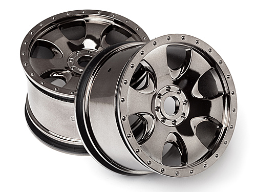 HPI Warlock Savage 17mm Hex Wheels - Black Chrome