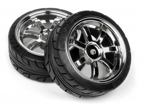 Mounted T-Grip Tire 26mm On Rays 57S-Pro Chrome Rim (2Pcs)