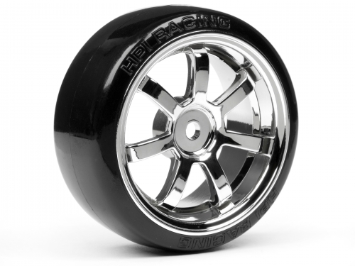 Mounted T-Drift Tire 26mm On Rays 57S-Pro Chrome Rim (2Pcs)